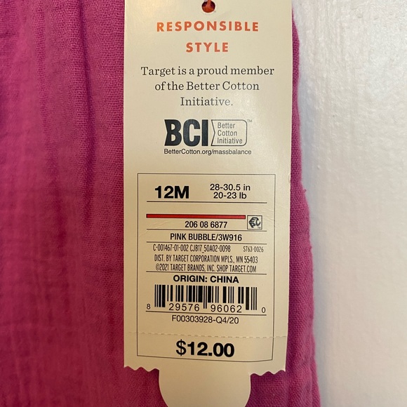 Cat & Jack Pink Baby Girls Gauze Romper NWT - Picture 4 of 5